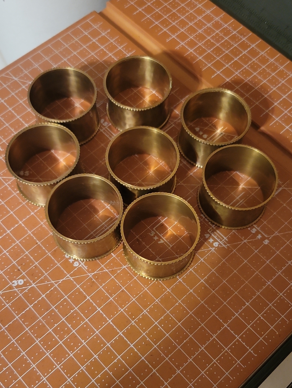 Vintage Pounded Brass Napkin Rings Set Of 8